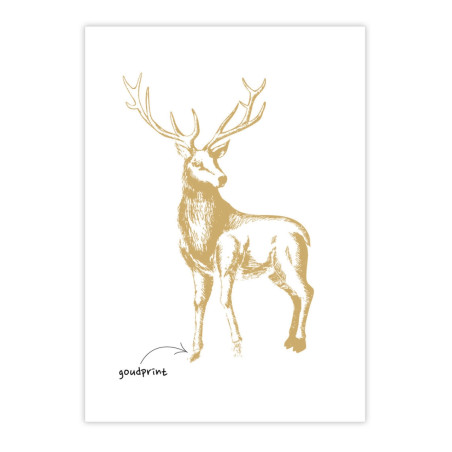 kaart hert goudfolie kerst