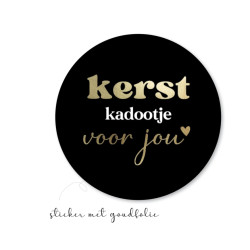 sticker kerstkadootje goudfolie