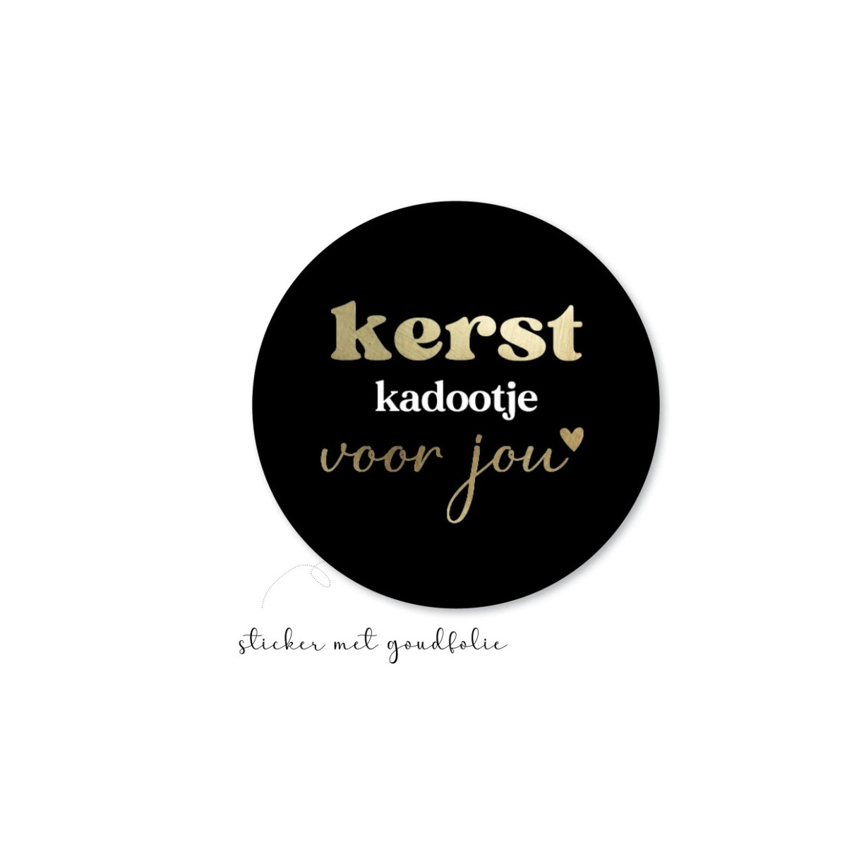 sticker kerstkadootje goudfolie