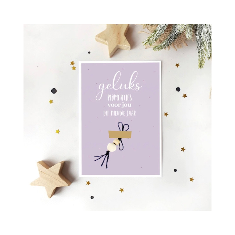 ansichtkaart kerstmis gelukspoppetje