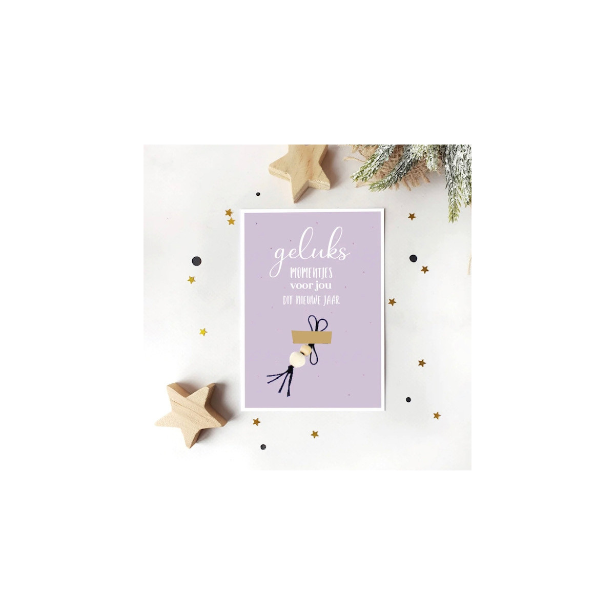 ansichtkaart kerstmis gelukspoppetje