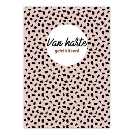 kaart roze dots gefeliciteerd