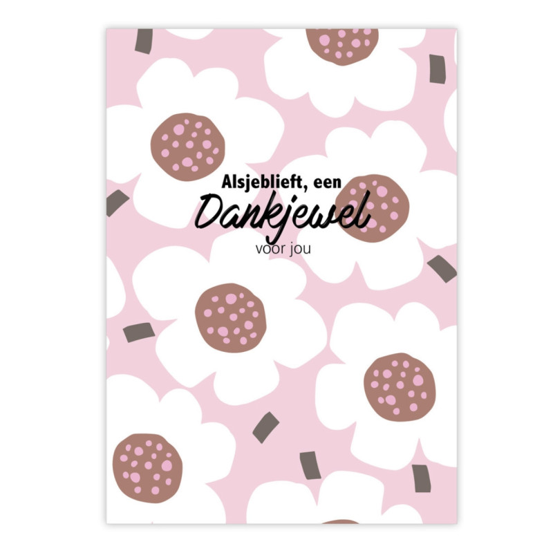kaart alsjeblieft dankjewel bloemen