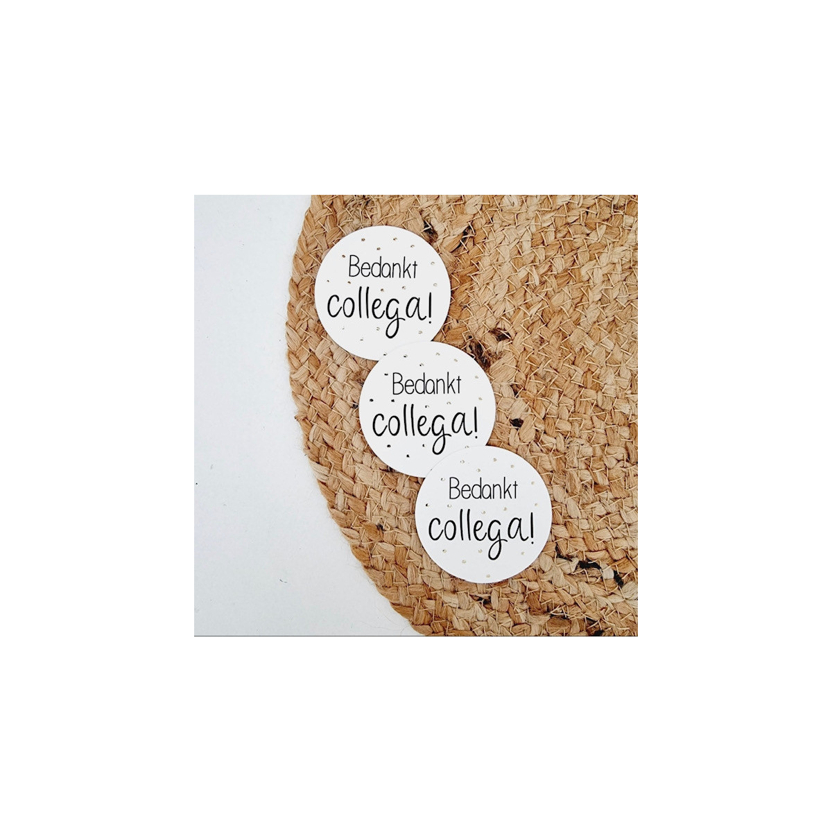 kadolabel rond bedankt collega