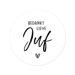 sticker bedankt lieve juf wit
