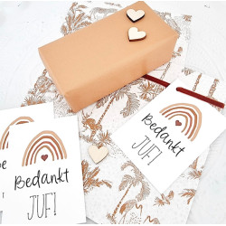 mini kaart bedankt juf regenboog