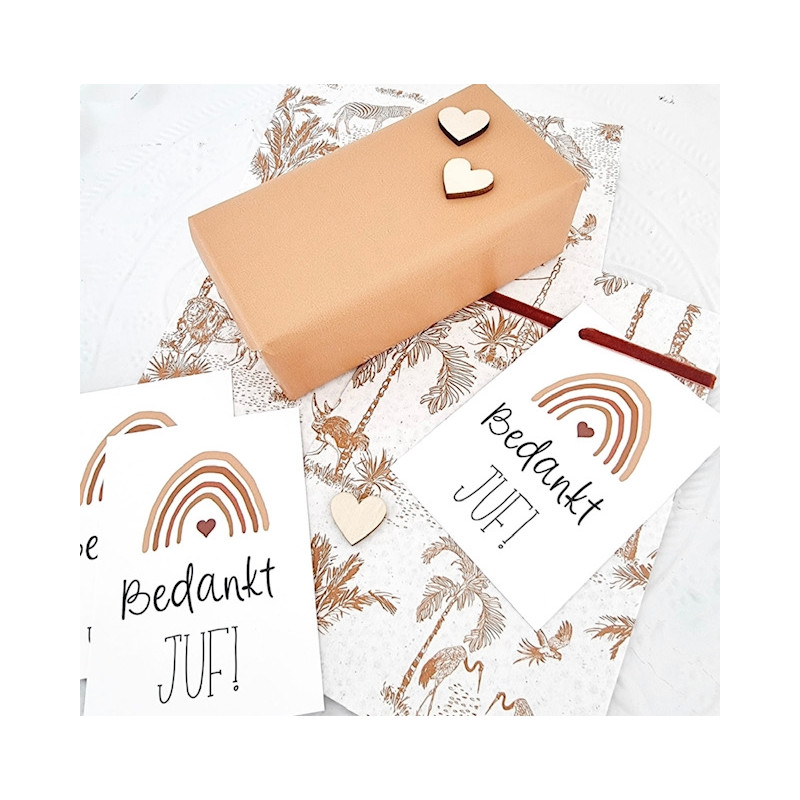 mini kaart bedankt juf regenboog