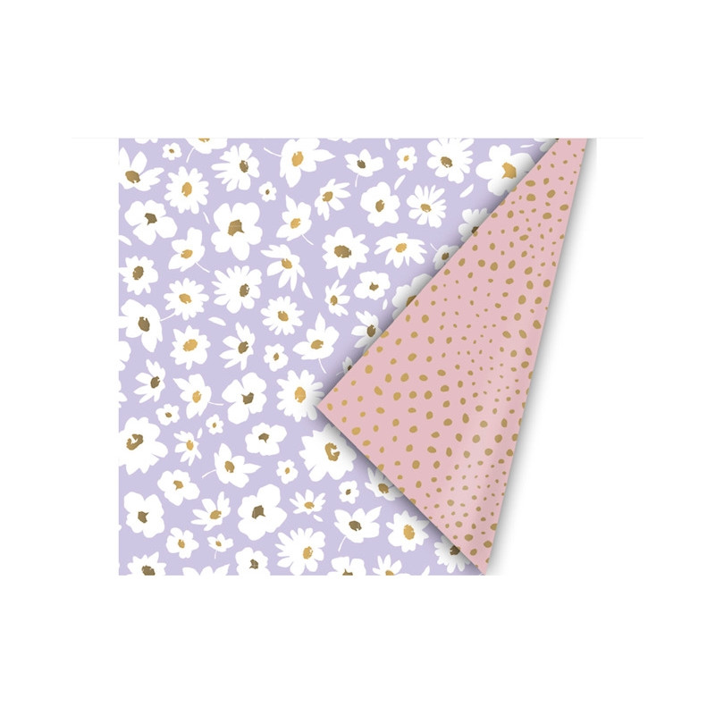 kadopapier lila bloemetjes