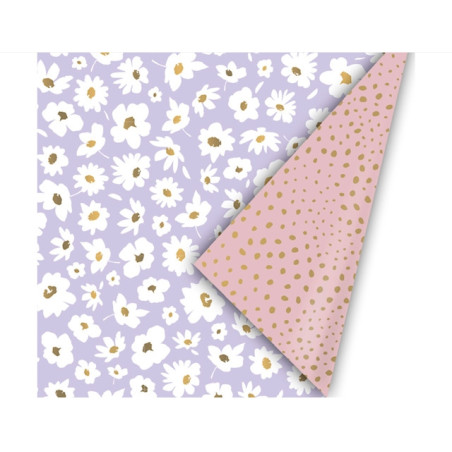 kadopapier lila bloemetjes