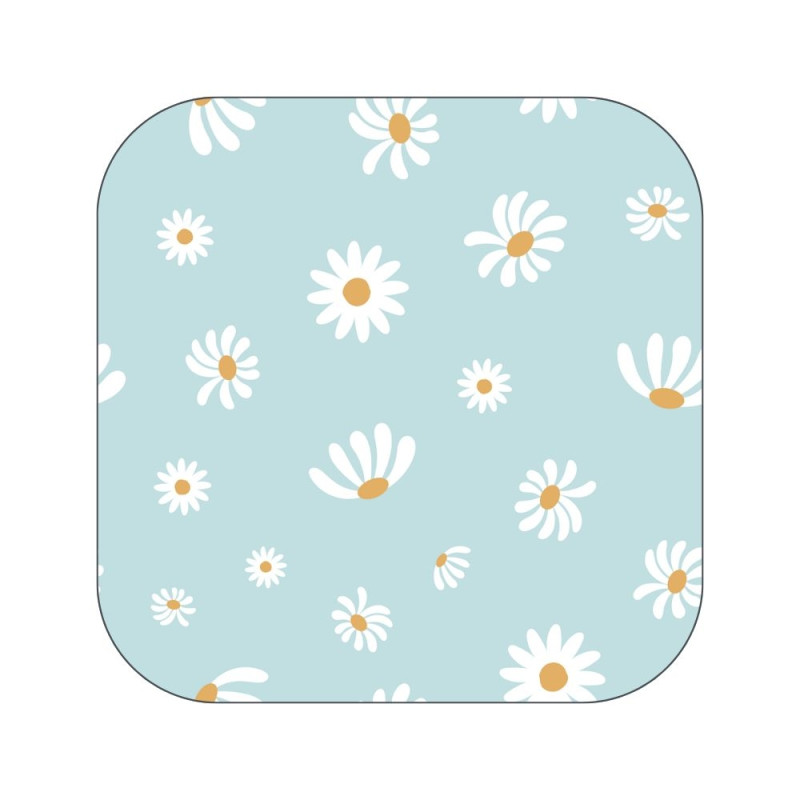 sticker vierkant blauw bloemetjes