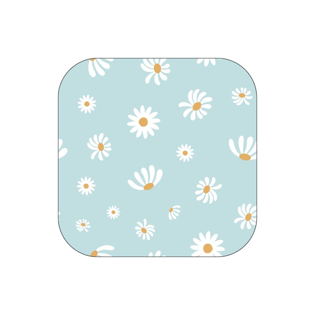 sticker vierkant blauw bloemetjes