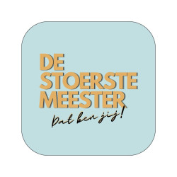 sticker vierkant meester blauw