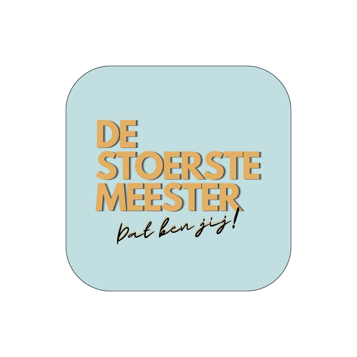 sticker vierkant meester blauw