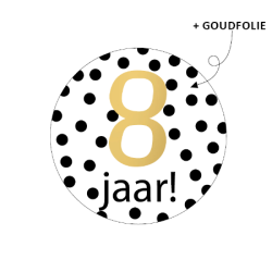 sticker stippen 8 jaar goud