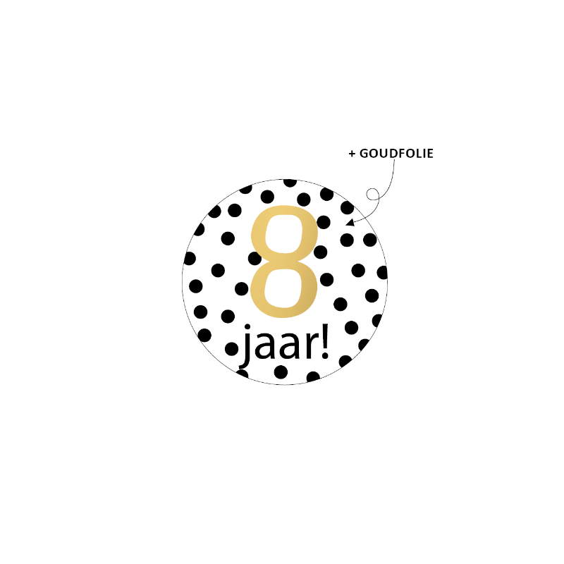 sticker stippen 8 jaar goud