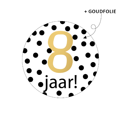 sticker stippen 8 jaar goud
