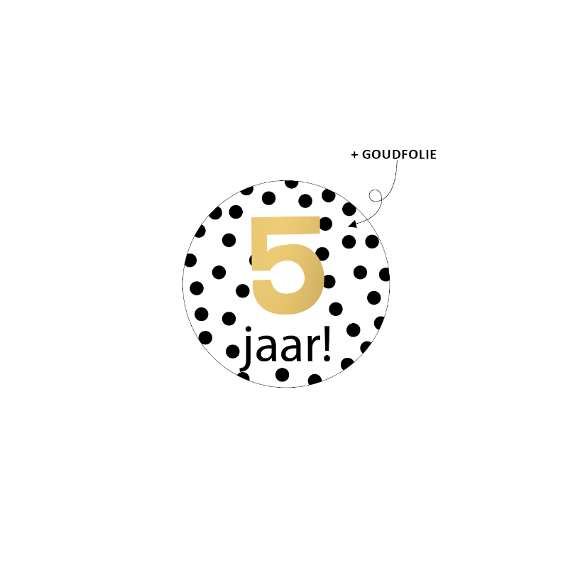 sticker stippen 5 jaar goud