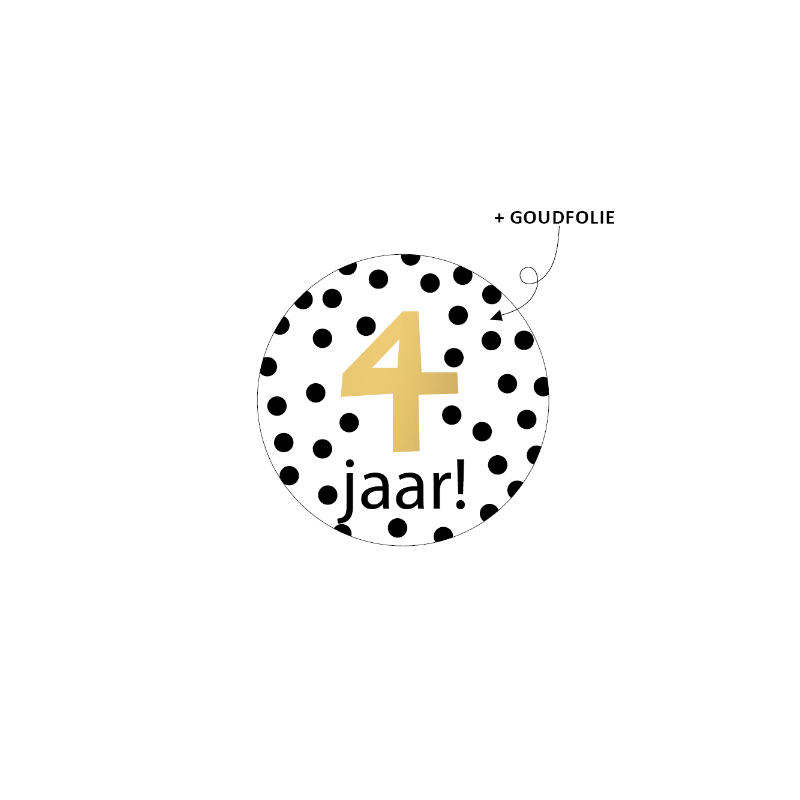 sticker stippen 4 jaar goud
