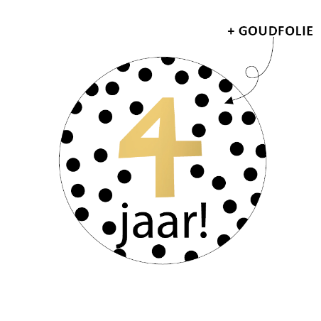 sticker stippen 4 jaar goud