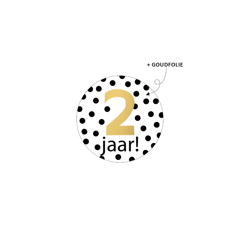 sticker stippen 2 jaar goud