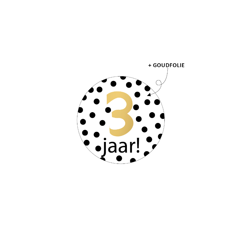 sticker stippen 3 jaar goud