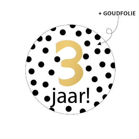 sticker stippen 3 jaar goud