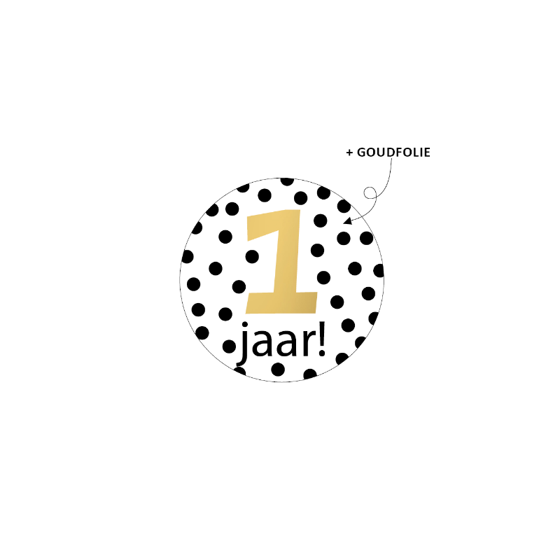 sticker stippen 1 jaar goud