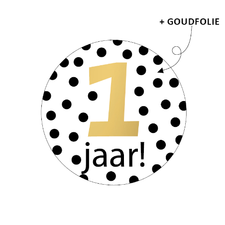 sticker stippen 1 jaar goud