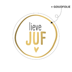 sticker lieve juf goud
