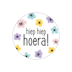 sticker hiep hiep hoera bloemen