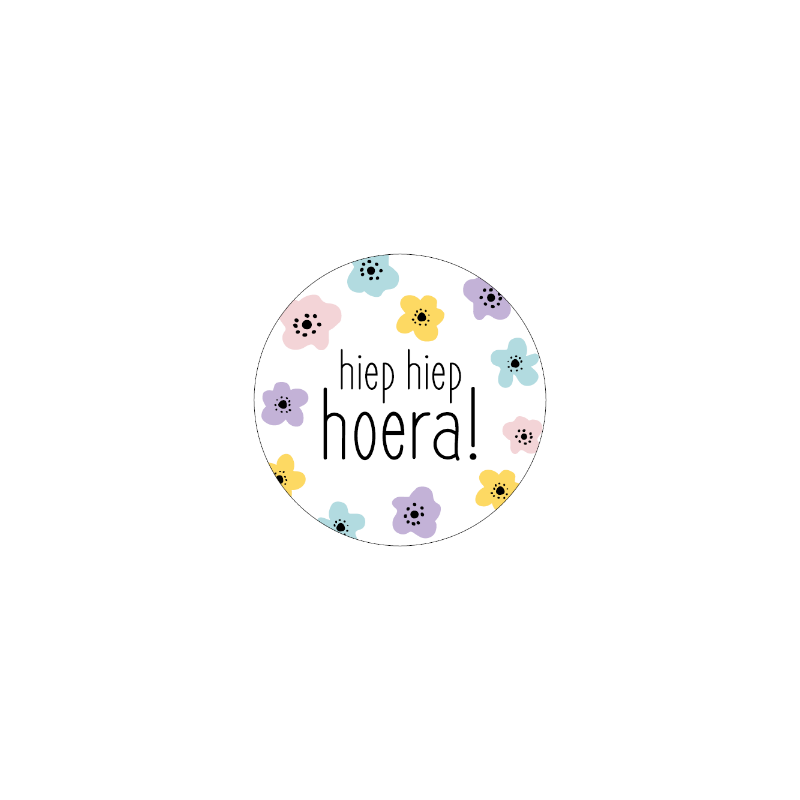 sticker hiep hiep hoera bloemen