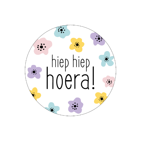 sticker hiep hiep hoera bloemen