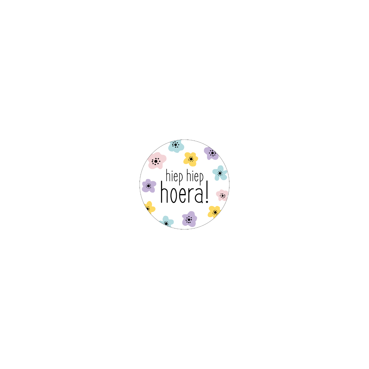 sticker hiep hiep hoera bloemen