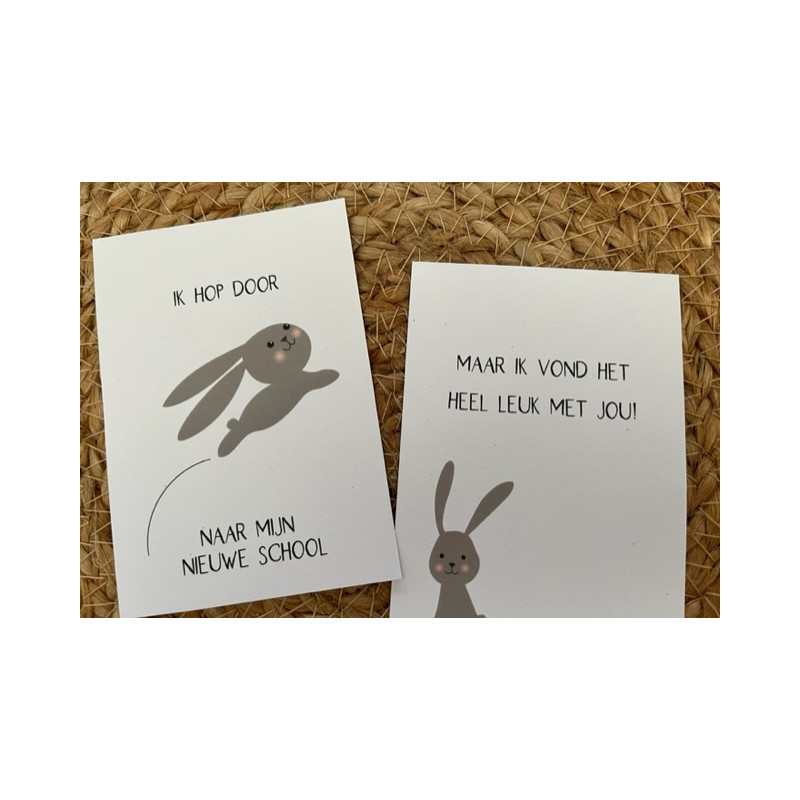 traktatie kaartje hop nieuwe school