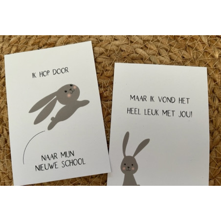 traktatie kaartje hop nieuwe school