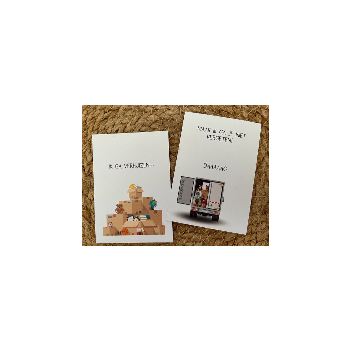 traktatie kaart ik ga verhuizen verhuisdozen
