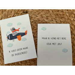 traktatie kaart vlieg basisschool vliegtuig