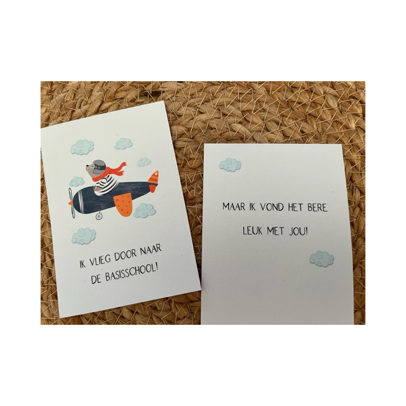 traktatie kaart vlieg basisschool vliegtuig