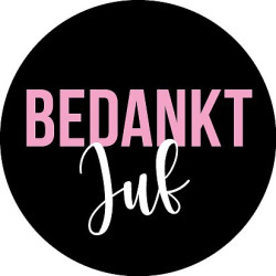 sticker bedankt juf roze zwart
