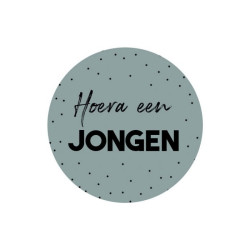 sticker hoera een jongen petrol
