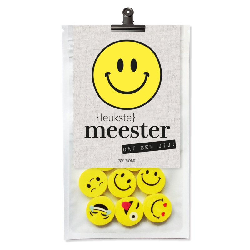 meester gummen kadosetje smiley
