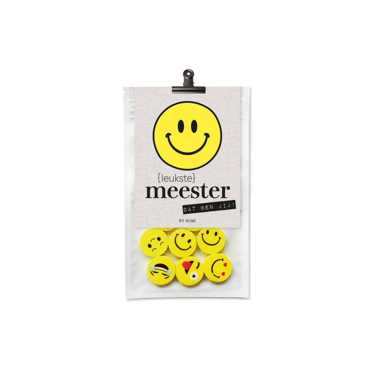 meester gummen kadosetje smiley