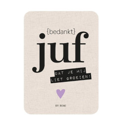 kaart juf bedankt groeien hartje