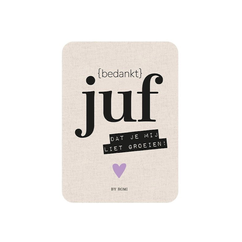 kaart juf bedankt groeien hartje