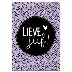 kaart lieve juf lila