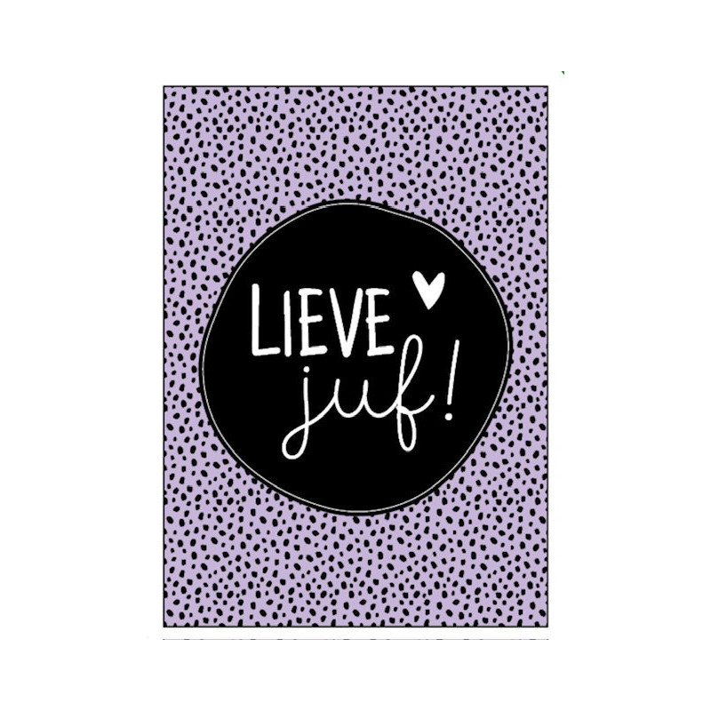 kaart lieve juf lila