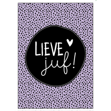 kaart lieve juf lila