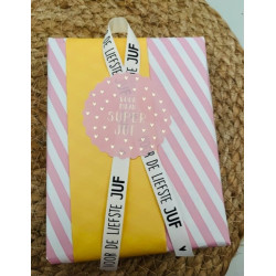 kadopapier streep roze geel