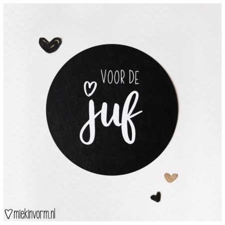 sticker voor de juf zwart wit