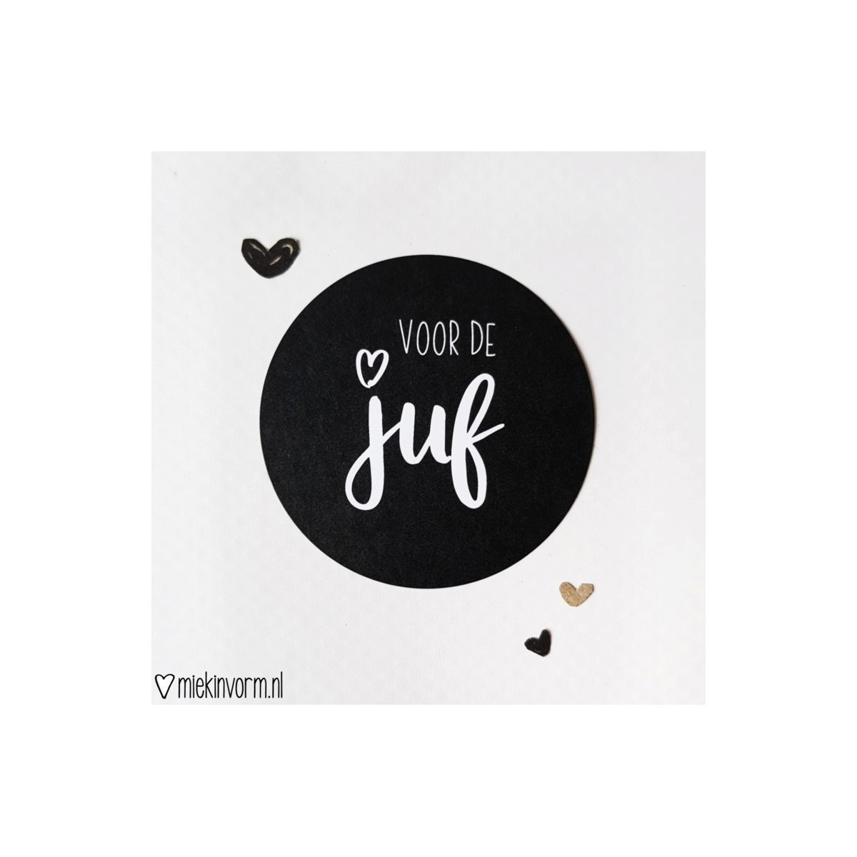 sticker voor de juf zwart wit